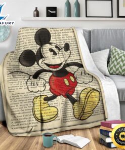 Book Page Mickey Fleece Blanket For Bedding Decor Fans 3