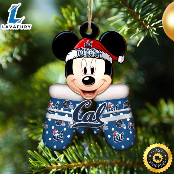 California Golden Bears Team And Mickey Mouse NCAA With Glovers Wooden Ornament Personalized Your Name