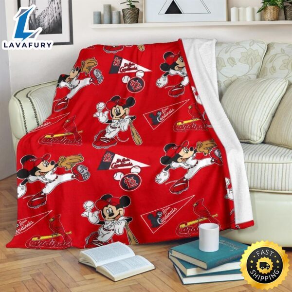 Cardinals Mickey Fleece Blanket For Baseball Fan