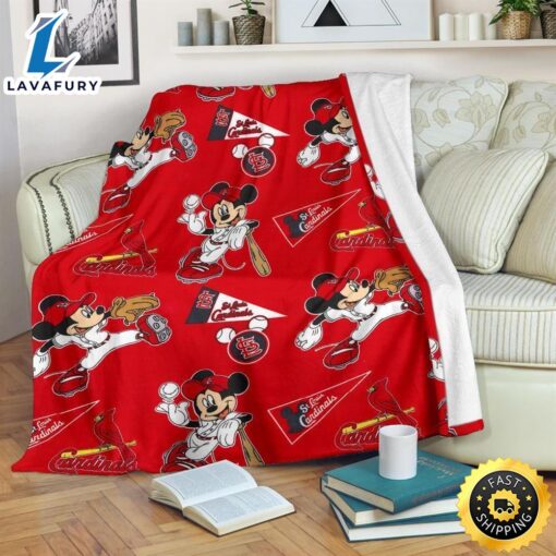 Cardinals Mickey Fleece Blanket For Baseball  Fans