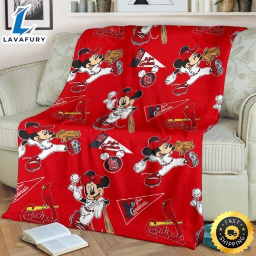 Cardinals Mickey Fleece Blanket For Baseball  Fans