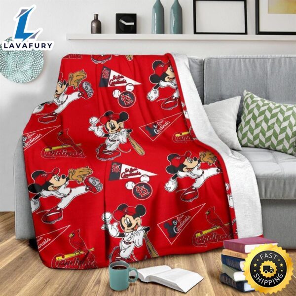 Cardinals Mickey Fleece Blanket For Baseball  Fans