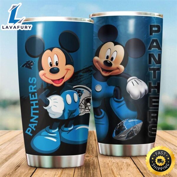 Carolina Panthers NFL And Mickey Mouse Disney Football Teams Big Logo Gift For Fan Travel Tumbler