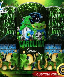 Carolina Panthers NFL Custom Name Tumbler St Patrick Day Baby Yoda