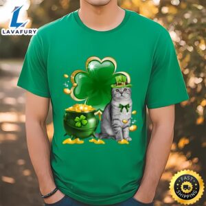 Cat Shamrock St Patricks Day Cat Irish T-Shirt