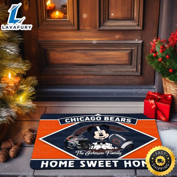 Chicago Bears Doormat Custom Your Family Name Sport Team And Mickey Mouse NFL Doormat