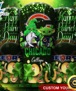 Chicago Bears NFL Custom Name Tumbler St Patrick Day Baby Yoda