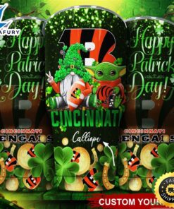 Cincinnati Bengals NFL Custom Name Tumbler St Patrick Day Baby Yoda