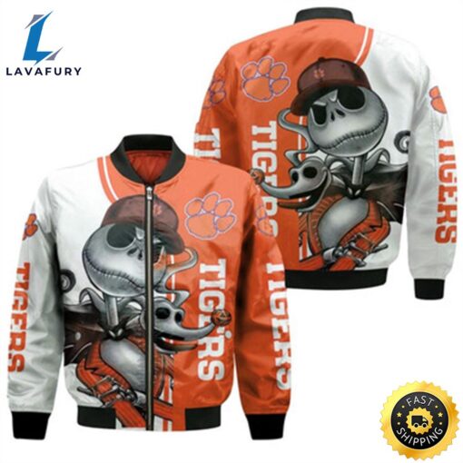 Clemson Tigers Jack Skellington And Zero Bomber Jacket