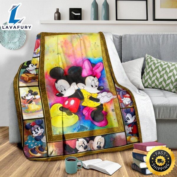 Colorful Mickey & Minnie Fleece Blanket Gift Idea Fans