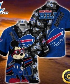 Cool Mickey Mouse Buffalo Bills Hawaiian Shirt Gift For Disney Lovers, NFL Hawaiian Shirt