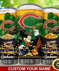 Custom Chicago Bears Mickey Happy Patrick’s Day Gold Tumbler