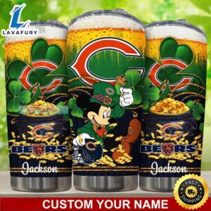 Custom Chicago Bears Mickey Happy Patrick’s Day Gold Tumbler