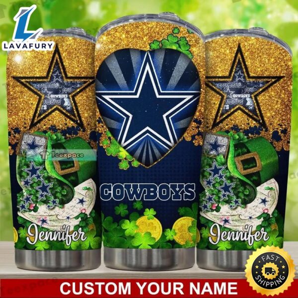 Custom Dallas Cowboys Happy Saint Pactrick’s Day Golden Tumbler