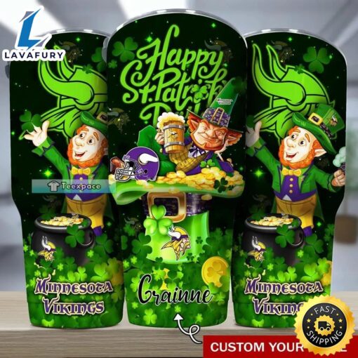 Custom Minnesota Vikings Happy St. Patrick’s Day Tumbler