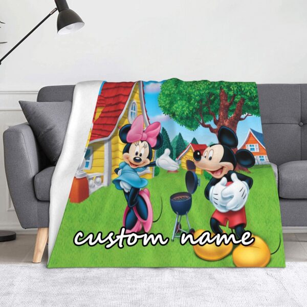 Custom Name Blanket Personalized Disney Mickey Minnie Blanket Baby Birthday Gift Home Decor