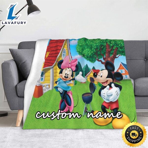 Custom Name Blanket Personalized Disney Mickey Minnie Blanket Baby Birthday Gift Home Decor