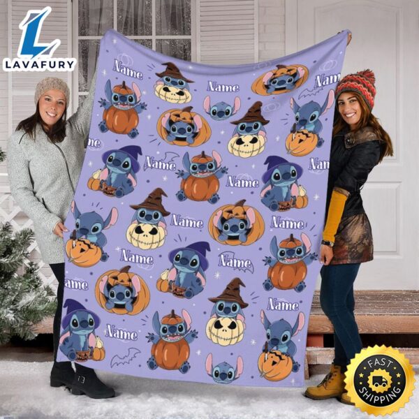 Custom Name Halloween Stitch Blanket Witch Stitch Halloween Pumpkin Stitch Halloween Gift