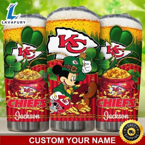 Custom Name Irish Mickey Fans Kansas City Chiefs Tumbler