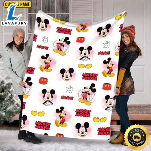 Custom Name Mickey Mouse Blanket Disneyland Mickey Mouse Birthday Gifts Baby Shower Blanket Mickey Head Fleece Blanket