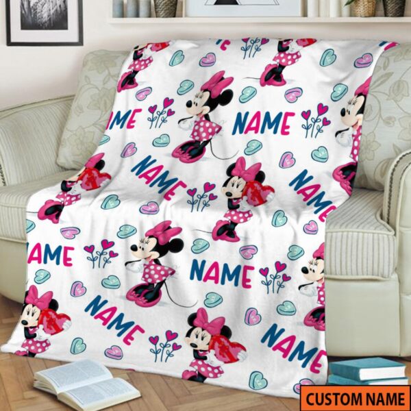 Custom Name Minnie Mouse Blanket Disney Blanket Minnie Mickey Mouse Gifts Characters Sherpa Blanket