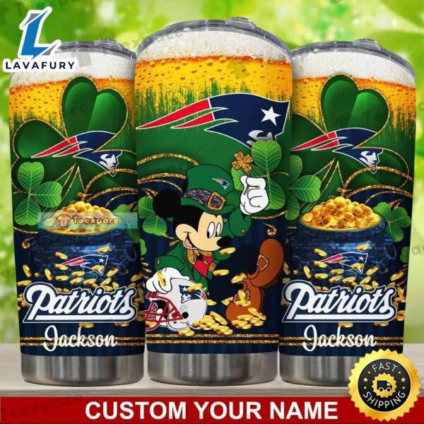 Custom New England Patriots Beer Mickey Happy St. Patrick’s Day Tumbler