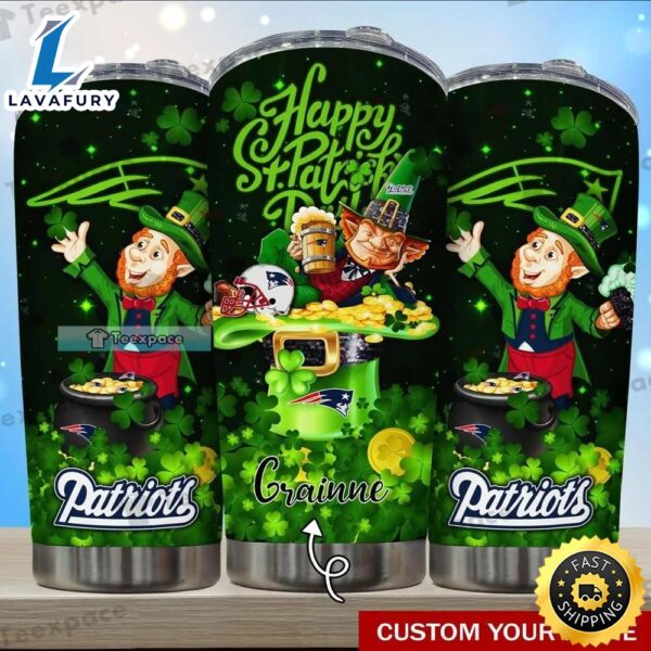 Custom New England Patriots Happy St. Patricks Day Tumbler
