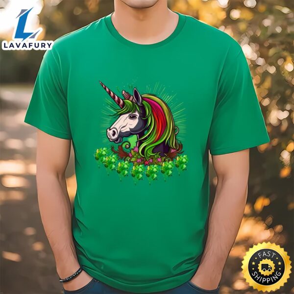 Cute And Funny St Patrickâ€™s Day Unicorn Design T-shirt
