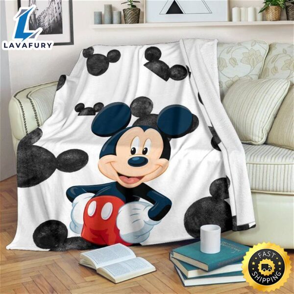 Cute Mickey Mouse Sherpa Fleece Blanket Gifts For Family, For Couple