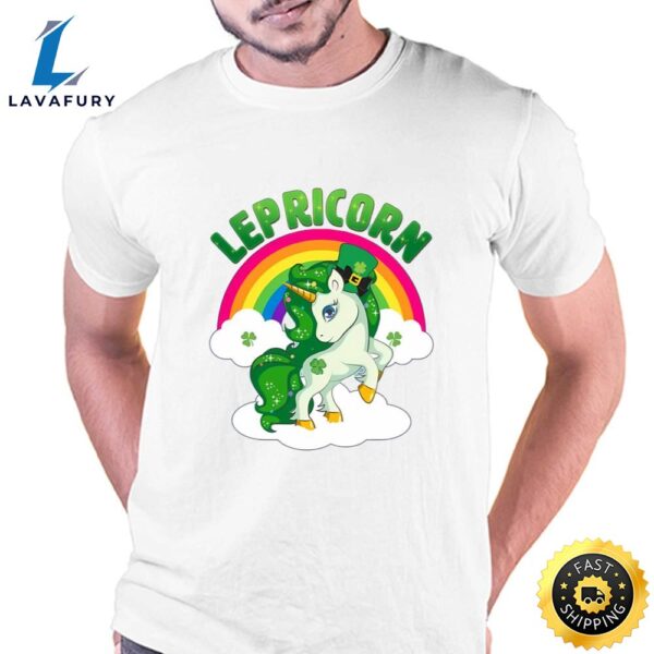 Cute St Patricks Day Rainbow Lepricorn Unicorn Leprechaun T-Shirt