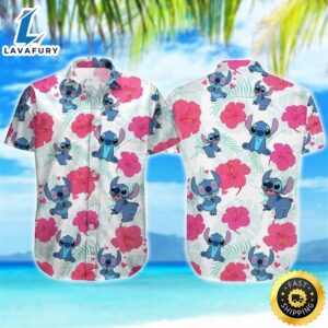 Cute Stitch Hawaiian Shirt Hibiscus Flower Pattern Gift For Beach Vacation
