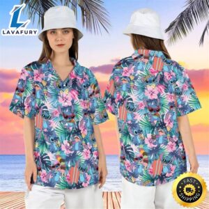 Cute Stitch Hawaiian Shirt Tropical…
