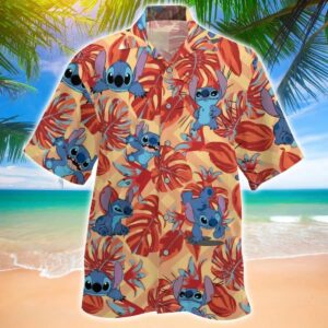 Cute Stitch Red Tropical Lilo And Stitch Summer Vibes Hawaiian Shirt