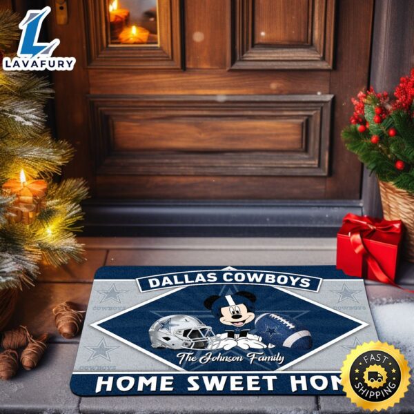 Dallas Cowboys Doormat Custom Your Family Name Sport Team And Mickey Mouse NFL Doormat