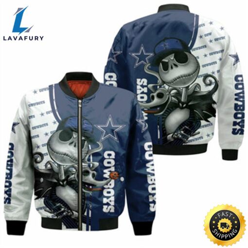 Dallas Cowboys Jack Skellington And Zero 3D Bomber Jacket