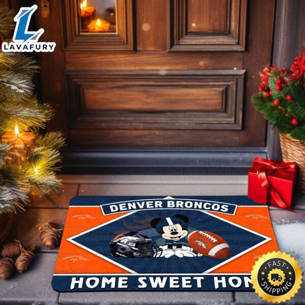 Denver Broncos Doormat Sport Team And Mickey Mouse NFL Doormat