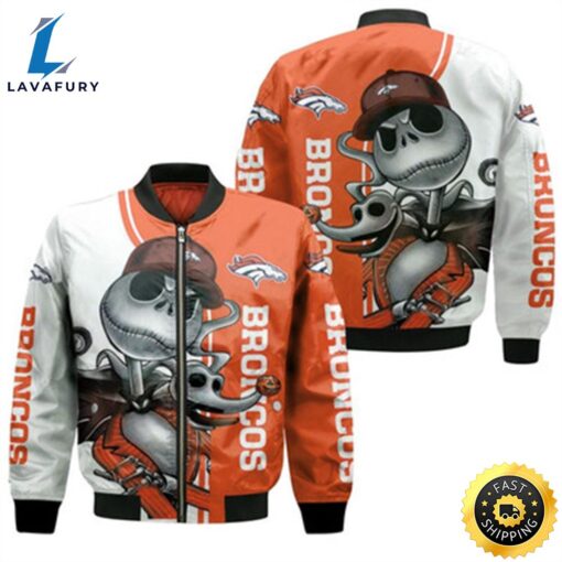 Denver Broncos Jack Skellington And Zero Bomber Jacket