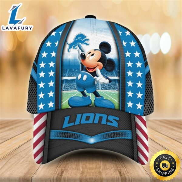 Detroit Lions Mickey Mouse 3D Cap
