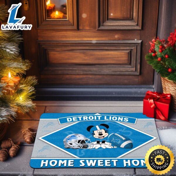 Detroit Lions  Sport Team And Mickey Mouse NCAA Doormat