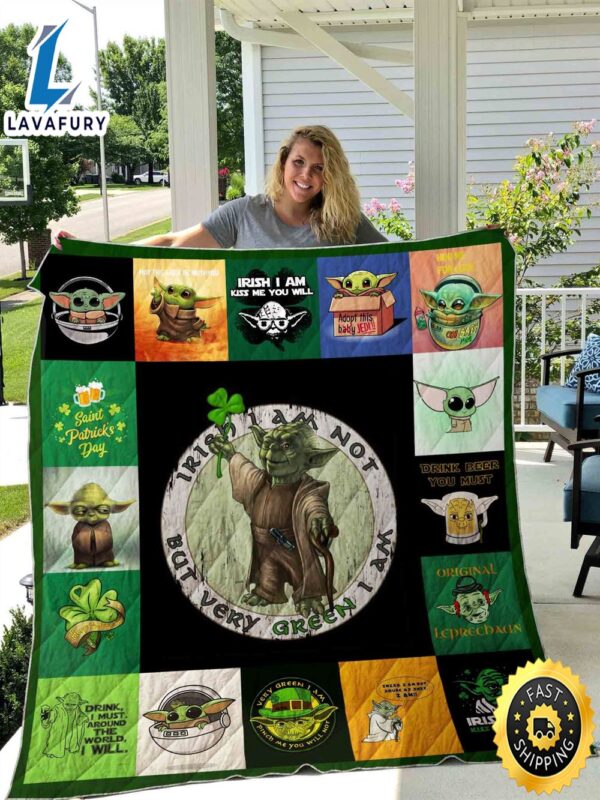 Disney Baby Yoda Star Wars Happy St Patrick’s Day Yoda Irish I Am Not But Very Green I Am Blanket