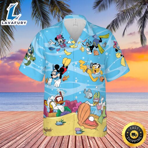 Disney Dive Mickey And Minnie Mouse Hawaiian Summer Shirt