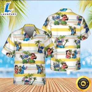 Disney Lilo And Stitch Hawaiian Shirt Island Pattern Summer Beach Gift