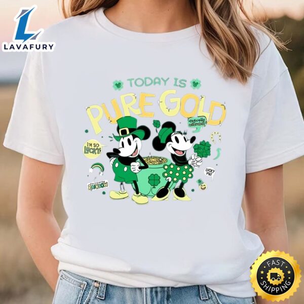 Disney Mickey Minnie Pure Gold St Patricks Day Retro Shirt