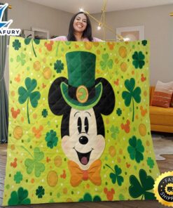 Disney Mickey Mouse Disney Fan Gift Happy Patrick’s Day Gift Funny Mickey Leprechaun Patrick’s Day Blanket