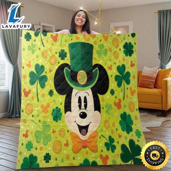 Disney Mickey Mouse Disney Fan Gift Happy Patrick’s Day Gift Funny Mickey Leprechaun Patrick’s Day Blanket