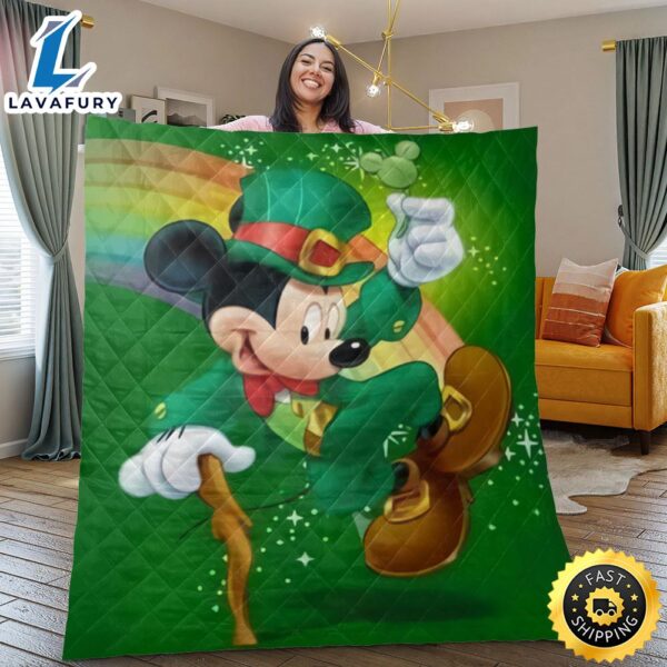 Disney Mickey Mouse Disney Fan Gift Happy Patrick’s Day Gift Mickey Leprechaun Patrick’s Day Blanket