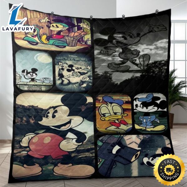 Disney Mickey Mouse Gift For Fan, Funny Mickey Mouse And Friends Quilt Blanket Bedding Set