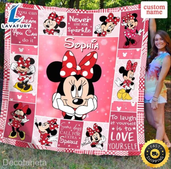Disney Minnie Mouse Quilt  Minnie Mouse Fleece Blanket  Mickey Mouse Birthday Gifts  Disney Christmas Gift For Kids