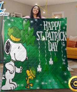 Disney Snoopy The Peanuts Fan Gift Happy Patrick’s Day Gift Snoopy and Woodstock Happy Patrick’s Day Blanket