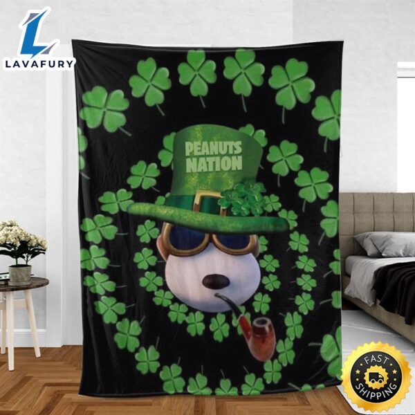 Disney Snoopy The Peanuts Fan Gift Happy St. Patrick’s Day Gift Peanuts Nation Comfy Sofa Throw Blanket Gift
